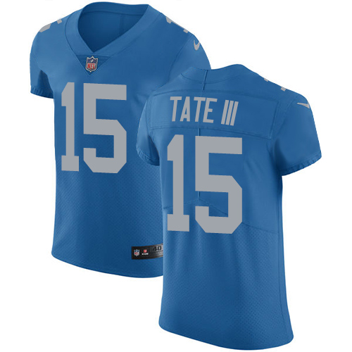 Nike Lions #15 Golden Tate III Blue Throwback Men's Stitched NFL Vapor Untouchable Elite Jersey